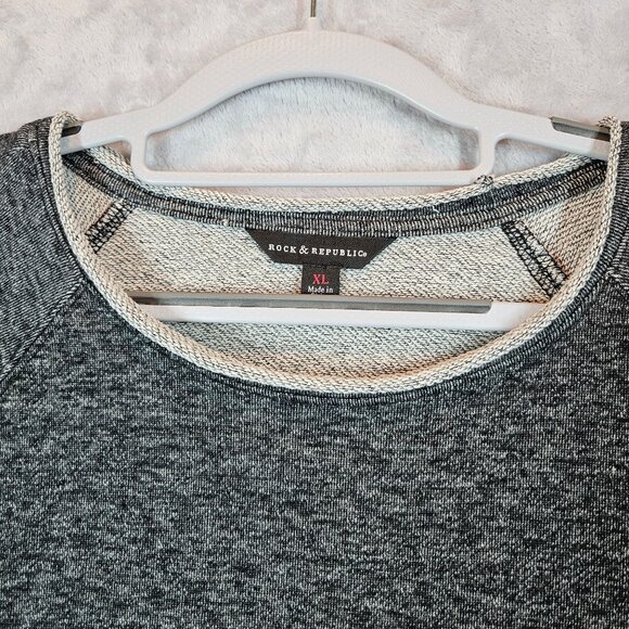 Rock & Republic Gray Sweatshirt With Zipper Sleeve Detail Womens XL Cotton Blend - Picture 6 of 12